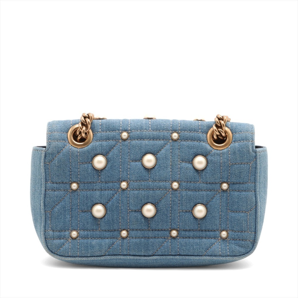 Gucci GG Marmont denim chain shoulder bag blue - Picture 2 of 8